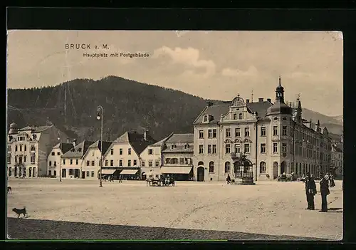 AK Bruck a. M., Hauptplatz mit Postgebäude