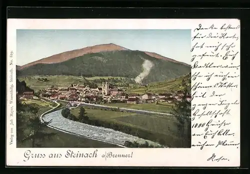 AK Steinach a. Brenner, Ortsansicht mit Fluss