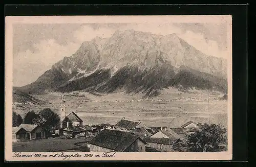 AK Lermoos /Tirol, Ortsansicht mit Zugspitze