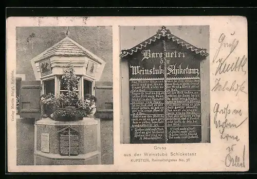 AK Kufstein, Gasthaus Weinstube Schicketanz, Rennerhofgasse No. 36