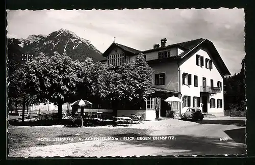 AK Achensee /Tirol, Hotel Seespitz, Blick gegen Ebenspitz