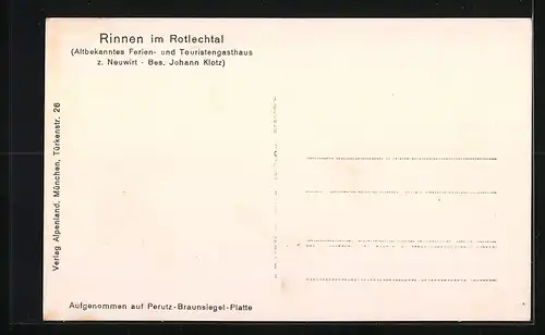 AK Rinnen im Rotlechtal, Ortspartie mit Gasthaus z. Neuwirt