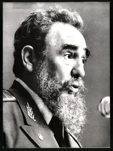 Fotografie Staatschef Fidel Castro bei der Abnahme der Militärparade 1986 zum 30 Jährigen Feiertag