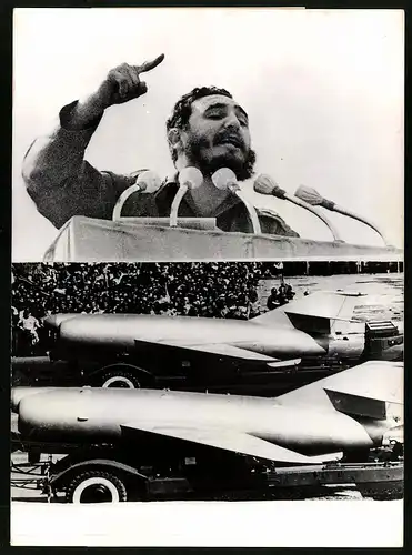 Fotografie Keystone, München, Ansicht Havanna, Fidel Castro hällt Rede zum 4. Jahrestag der Revolution, FlaRak