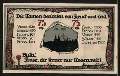 Notgeld Frose i. Anhalt 1921, 75 Pfennig, Einsatzrätsel