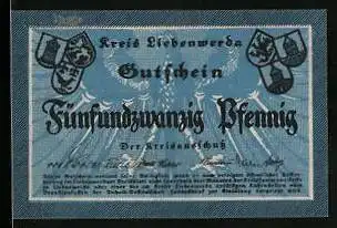 Notgeld Liebenwerda, 25 Pfennig, Wappen, Kreishaus
