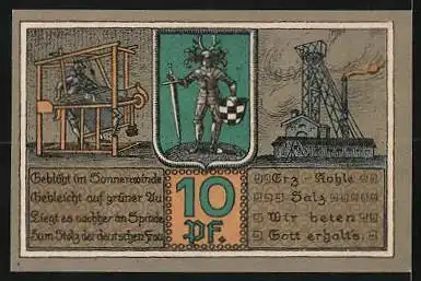 Notgeld Bleicherode a. H. 1921, 10 Pfennig, Rathaus