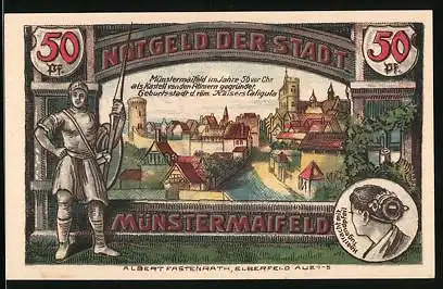 Notgeld Münstermaifeld 1921, 50 Pfennig, Teilansicht