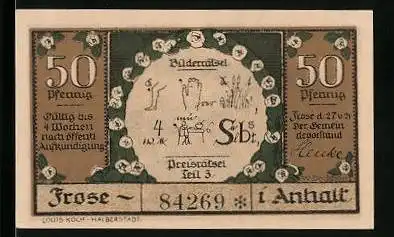 Notgeld Frose i. Anhalt 1921, 50 Pfennig, Bilderrätsel