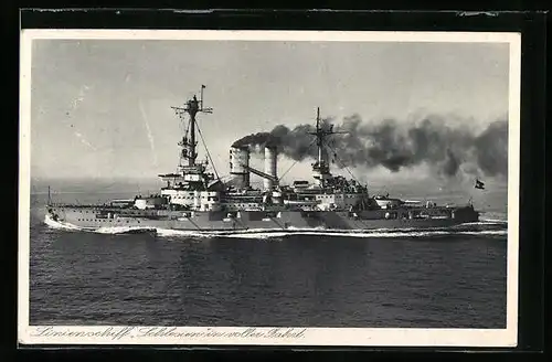 AK Linienschiff Schlesien in voller Fahrt