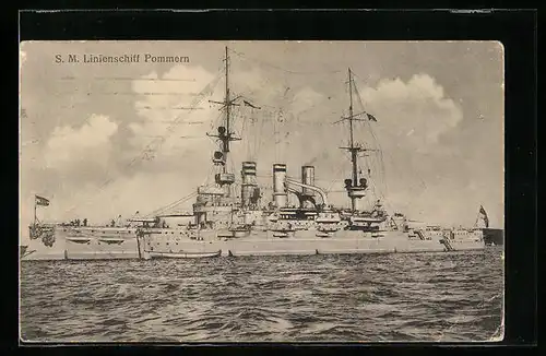 AK SM Linienschiff Pommern in der Gesamtansicht
