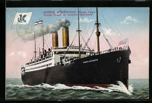 AK Passagierschiff George Washington des Nordd. Lloyd in voller Fahrt