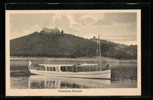 AK Motorboot Bussard auf dem Waldecker Talsperre