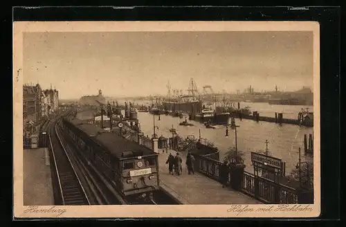 AK Hamburg, Hafen mit Hochbahn