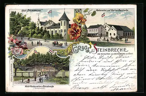 Lithographie Bensberg, Restaurant und Saal zur Steinbreche
