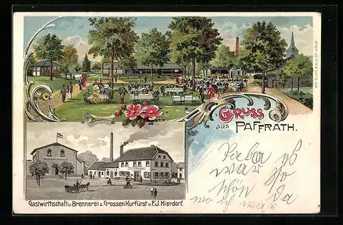 Lithographie Paffrath, Gasthaus und Brennerei zum Grossen Kurfürst