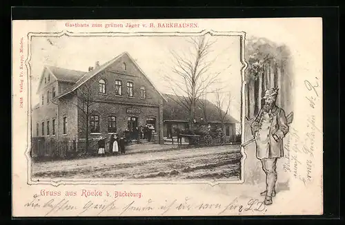 AK Röcke b. Bückeburg, Gasthaus zum grünen Jäger v. H. Barkhausen