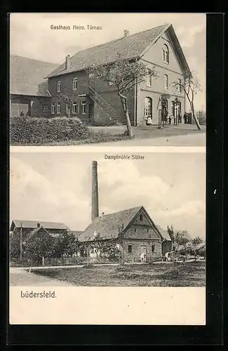 AK Lüdersfeld, Gasthaus Heinr. Türnau, Dampfmühle Sölter