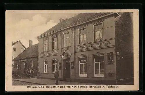 AK Burscheid, Restaurant zum Bergischen Dom von Karl Bergfeld