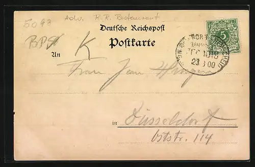 Lithographie Burscheid, Gasthof zur Post und Bahnhofs-Restaurant