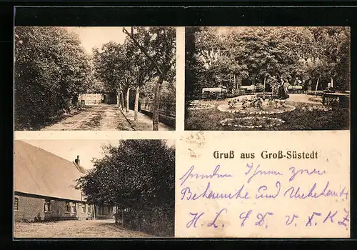 AK Gross-Süstedt, Park, Strassenpartie, Gasthaus