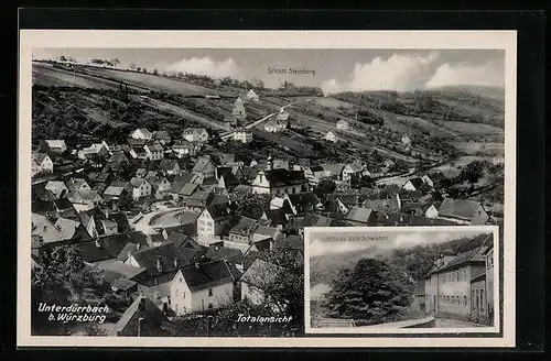 AK Unterdürrbach /Würzburg, Gasthaus zum Schwanen, Totalansicht mit Schoss Steinburg