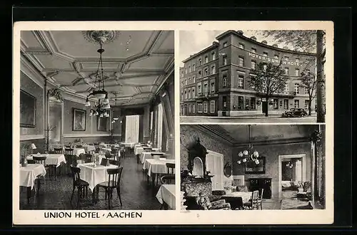 AK Aachen, Union Hotel, Innenansicht, Bahnhofsplatz 1