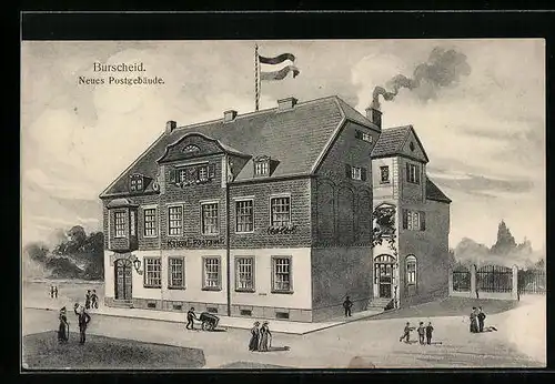 Künstler-AK Burscheid, Neues kaiserl. Postgebäude