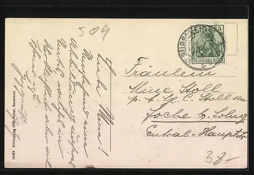 Künstler-AK Burscheid, Neues kaiserl. Postgebäude