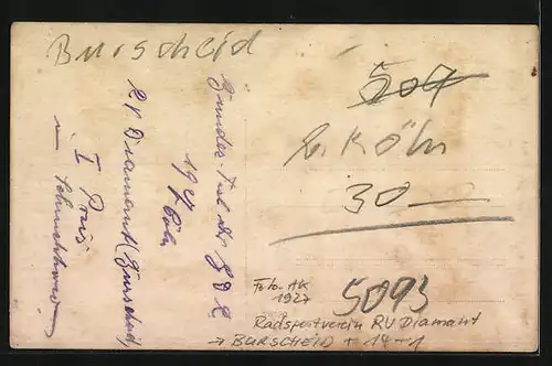 Foto-AK Burscheid, Radsportverein RU Diamant