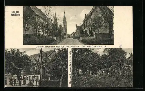 AK Marialinden, Gasthof Bergischer Hof von Joh. Miebach, Strassenpartie