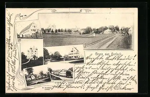 AK Hurlach, Teilansicht, Schloss, Gasthaus