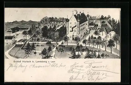 AK Hurlach b. Landsberg, Blick auf Schloss Hurlach