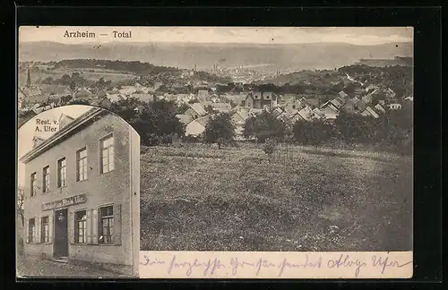 AK Arzheim, Totalansicht und Restaurant von A. Ufer