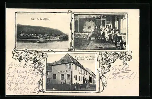 AK Lay a. d. Mosel, Gasthaus zum Anker, Saal