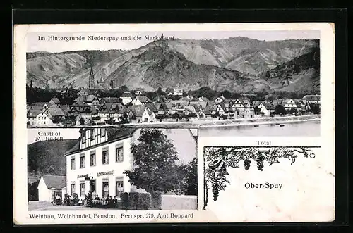 AK Ober-Spay, Gasthof M. Rüdell, Marksburg