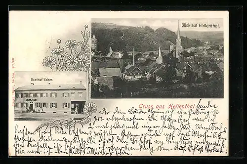 AK Hellenthal, Totalansicht mit Gasthof Felser
