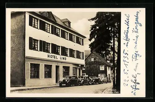 AK Hellenthal i. Eifel, Hotel Lind mit Autos