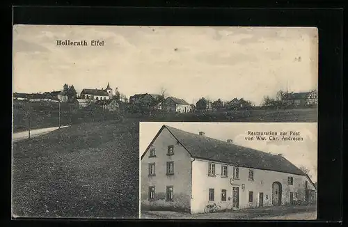AK Hollerath i. Eifel, Ortsansicht, Restauration zur Post