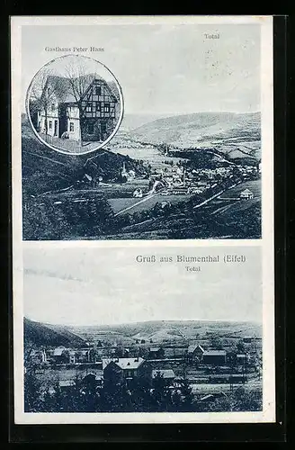 AK Blumenthal /Eifel, Gasthaus Peter Haas, Ortsansicht