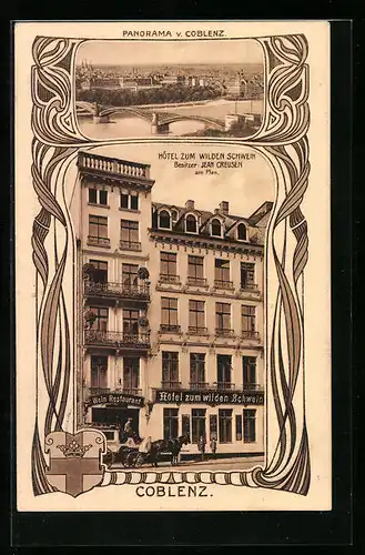 AK Coblenz, Panorama, Hotel zum wilden Schwein