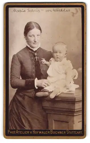 Fotografie Maler Buchner, Stuttgart, Bürgerliche Dame mit einem Kleinkind
