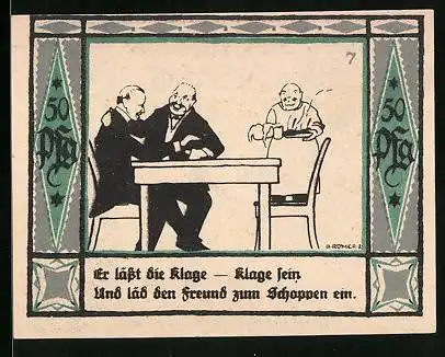 Notgeld Mülsen-St. Jakob 1921, 50 Pfennig, Er lässt die Klage-Klage sein...