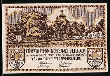 Notgeld Uetersen-Holstein, 50 Pfennig, Ortspartie, Fabrik