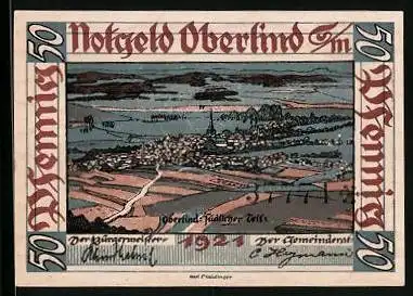 Notgeld Oberlind /S.-M 1921, 50 Pfennig, Ansicht südlicher Teil, Obere Brücke