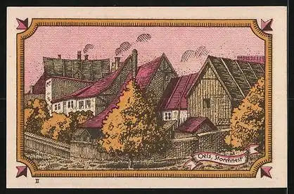 Notgeld Oels in Schl., 50 Pfennig, Wappen St. Johannes, Storchennest