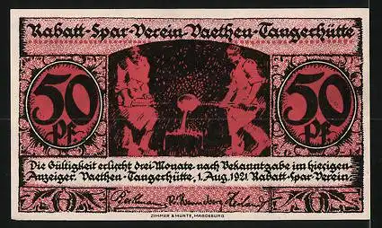 Notgeld Vaethen-Tangerhütte 1921, 50 Pfennig, Altes Schloss, Metallgiesser