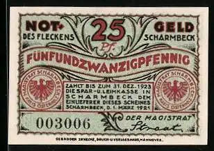 Notgeld Scharmbeck 1923, 25 Pfennig, Wappen