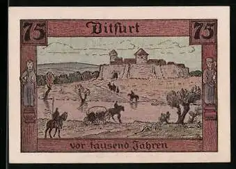 Notgeld Ditfurt 1921, 75 Pfennig, Ditfurt vor tausend Jahren