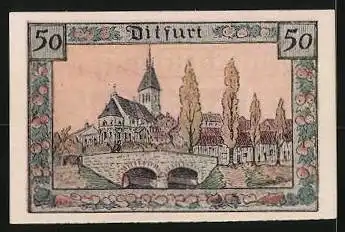 Notgeld Ditfurt 1921, 50 Pfennig, Ortsansicht